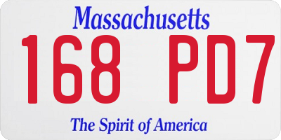 MA license plate 168PD7