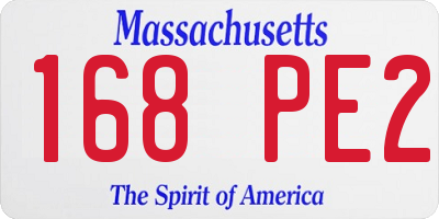 MA license plate 168PE2
