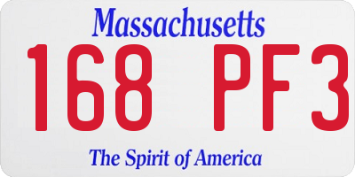 MA license plate 168PF3