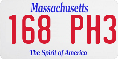 MA license plate 168PH3
