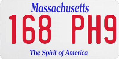 MA license plate 168PH9