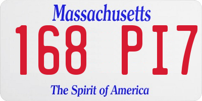 MA license plate 168PI7