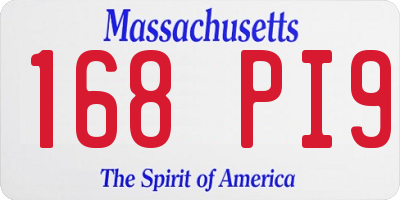 MA license plate 168PI9