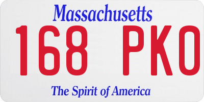 MA license plate 168PK0