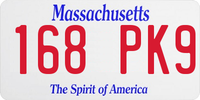 MA license plate 168PK9