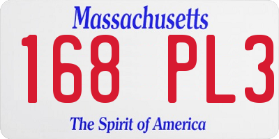 MA license plate 168PL3