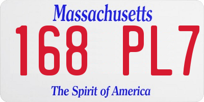 MA license plate 168PL7