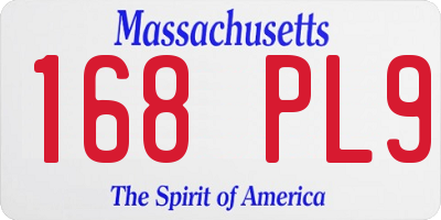 MA license plate 168PL9