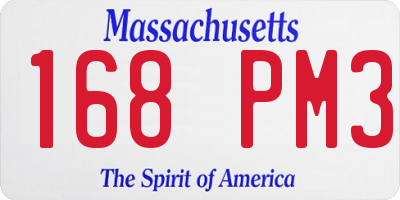 MA license plate 168PM3