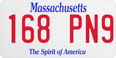 MA license plate 168PN9