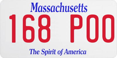 MA license plate 168PO0