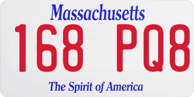 MA license plate 168PQ8