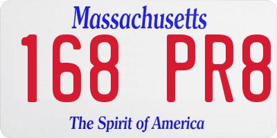 MA license plate 168PR8