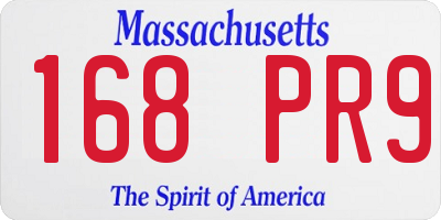 MA license plate 168PR9
