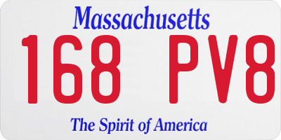 MA license plate 168PV8