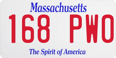 MA license plate 168PW0