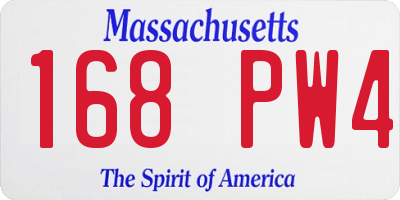 MA license plate 168PW4