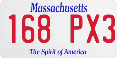 MA license plate 168PX3
