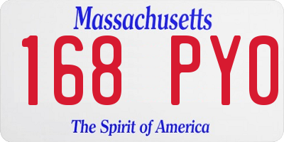 MA license plate 168PY0
