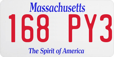 MA license plate 168PY3