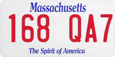 MA license plate 168QA7