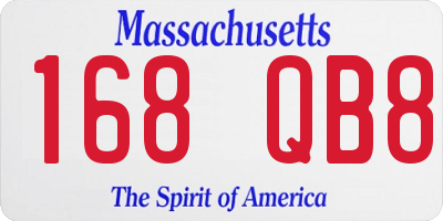 MA license plate 168QB8