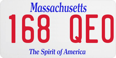 MA license plate 168QE0