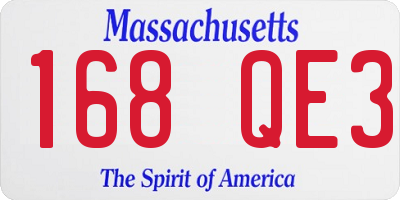 MA license plate 168QE3