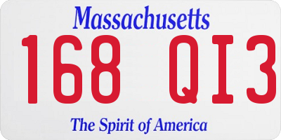 MA license plate 168QI3