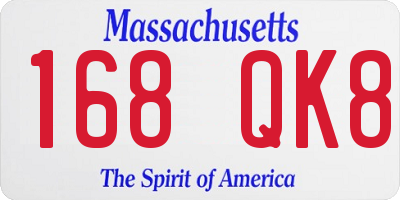 MA license plate 168QK8