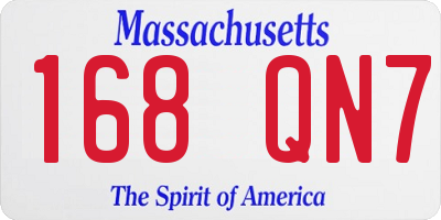 MA license plate 168QN7