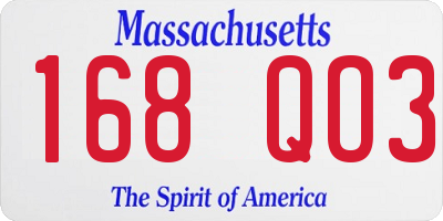 MA license plate 168QO3