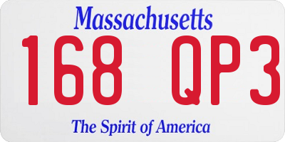 MA license plate 168QP3