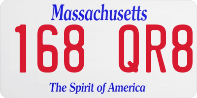 MA license plate 168QR8