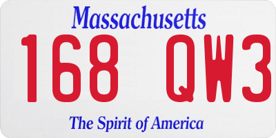 MA license plate 168QW3