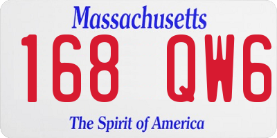 MA license plate 168QW6