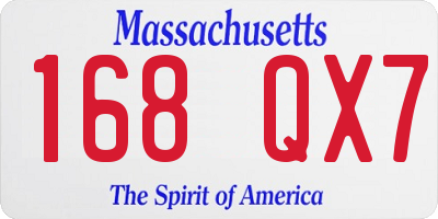 MA license plate 168QX7