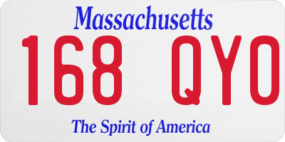 MA license plate 168QY0