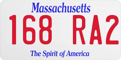 MA license plate 168RA2