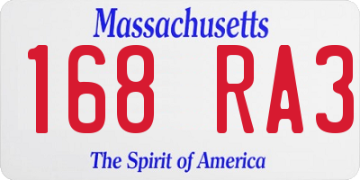 MA license plate 168RA3