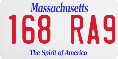 MA license plate 168RA9
