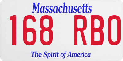 MA license plate 168RB0