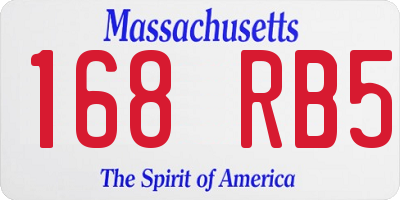 MA license plate 168RB5