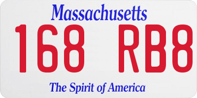 MA license plate 168RB8