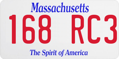 MA license plate 168RC3