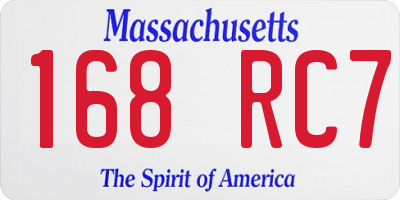 MA license plate 168RC7