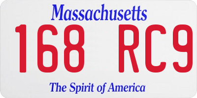 MA license plate 168RC9