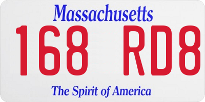 MA license plate 168RD8