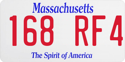 MA license plate 168RF4