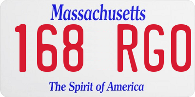 MA license plate 168RG0